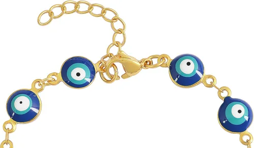 Miniatura 2 de Edforce Stainless Steel Pulsera de abalorios para mujer esmaltada protección contra el mal de ojo ajustable 7 pulgadas 1 pulgada extensor Esmalte