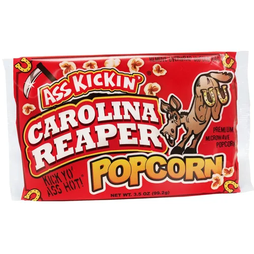 KICKIN' Carolina Reaper - Palomitas de maíz para microondas con pimienta – Paquete de 6 – Palomitas de maíz gourmet picantes – Son una gran