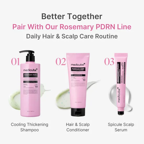 Miniatura 2 de medicube Rosemary PDRN - Juego coreano para el cuidado del cabello: champú, acondicionador y suero Aminoácidos para un cabello más grueso, más