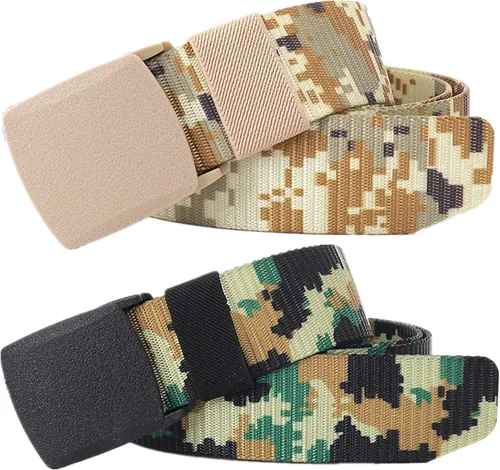 Miniatura 26 de Cinturones para hombre, cinturón táctico militar de nailon camuflaje con hebilla de plástico ajustable, paquete de 2 Camuflaje de la selva