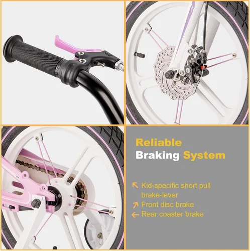 Miniatura 6 de CXWXC Bicicleta para niños de 14, 16, 18 pulgadas, bicicleta para niños y niñas de 3 a 9 años, bicicletas ligeras de una sola velocidad con rueda