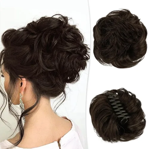 Miniatura 9 de RUWISS Pinza de Garra Moño Desordenado Postizo de Cabello Humano Real Moños Ondulados Rizados Chignon Extensiones de Moño Peinado Recogido