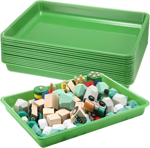 Miniatura 14 de Maitys Paquete de 15 bandejas de arte de plástico de 12 x 16 pulgadas, bandejas sensoriales para proyectos de bricolaje, pintura, cuentas, joyería