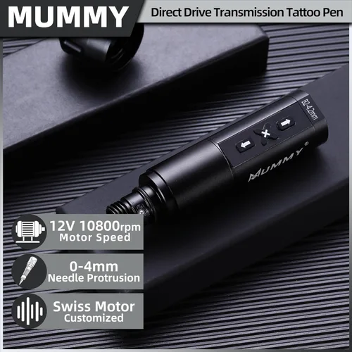 Miniatura 4 de Mummy Kit de máquina de bolígrafo de tatuaje rotativo con agarre de tatuaje extra de 1.575 in y batería extra para tatuaje, motor sin núcleo