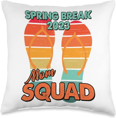 Spring Break 2023 Mom Squad Beach Vintage Cool Flip Flops Throw Pillow