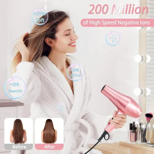 Miniatura 3 de Secador de Pelo, Secador Iónico Profesional con Difusor para Cabello Rizado, 2400W Potente Secador de Pelo de Secado Rápido para Mujeres y Hombres