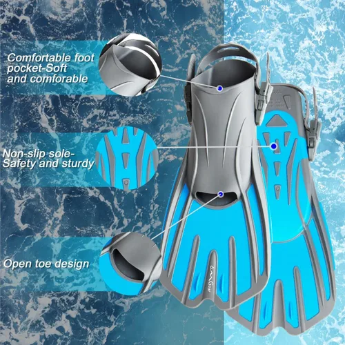 Miniatura 3 de OMGear Aletas de natación cortas para esnórquel, aletas de buceo para regazo, natación, esnórquel, buceo, actividades en la piscina