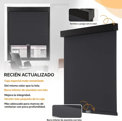 Miniatura 2 de Persilux Persianas enrollables opacas inalámbricas para ventanas, parada libre con cenefa, persianas de tela con aislamiento térmico, protección UV