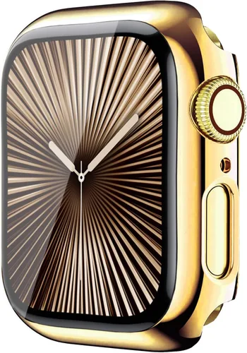 Miniatura 16 de Estuche duro mate para Apple Watch Series 7 8 9 41mm, protector de pantalla de vidrio templado, estuche con cobertura completa, amortiguador a Negro