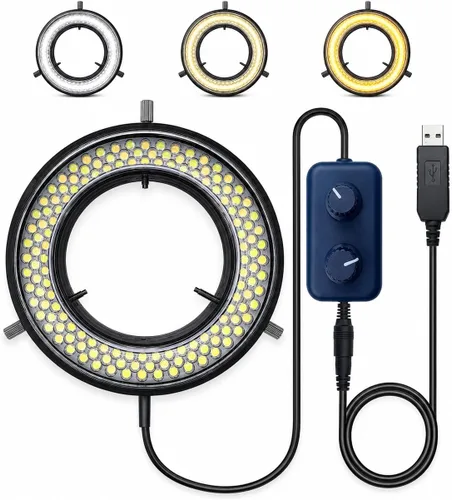 Miniatura 6 de 144 64 Iluminación LED de anillo de luz para microscopio estéreo, lámpara de luz de anillo ajustable industria, monocular, binocular, soldadura 64