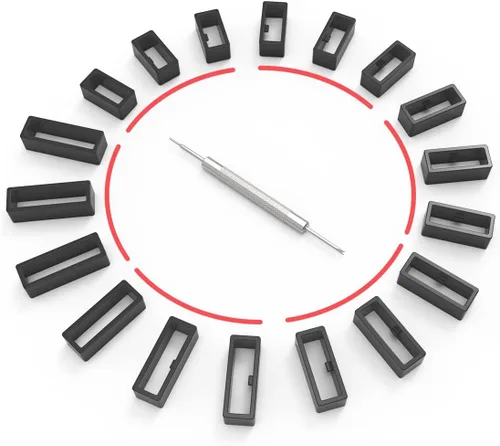 Paquete de 18 correas de reloj, 6 tamaños de correas de reloj de silicona con función de bloqueo compatible con correa de reloj Garmin, color negro