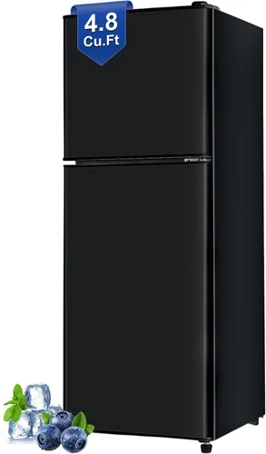 Miniatura 15 de Mini refrigerador con congelador, 3.5 pies cúbicos. Refrigerador pequeño con congelador de 2 puertas con termostato ajustable de 7 niveles estantes