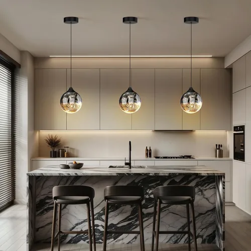 Miniatura 9 de ziidoo Lámpara colgante moderna de globo, cielo nocturno celestial, esfera de vidrio, lámpara colgante ajustable para isla de cocina, dormitorio