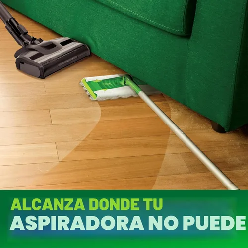 Miniatura 10 de Swiffer Kit de iniciación de lujo para el cabello con poste plegable, 9 paños secos con imán para el cabello, 2 paños húmedos adicionales para mopa