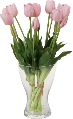Miniatura 13 de 20 flores de tulipán artificiales, tallos de tulipán de tacto real de 16 pulgadas con hojas sintéticas, tulipanes y capullos sintéticos para Champán