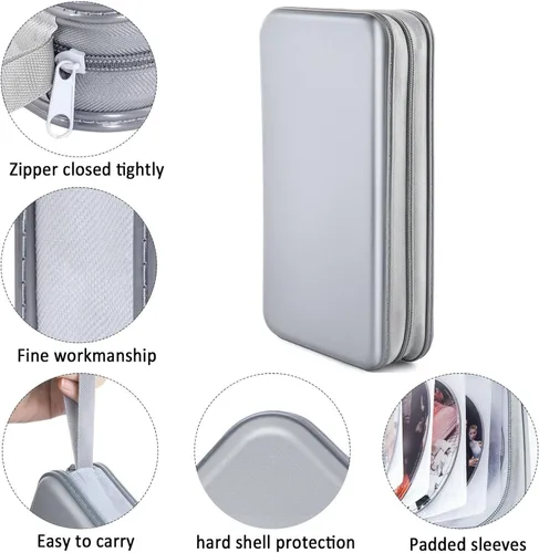 Miniatura 2 de Estuche para CD, cartera con capacidad para 80 discos DVD VCD, estuche para Blu-ray, organizador de almacenamiento (Plata)