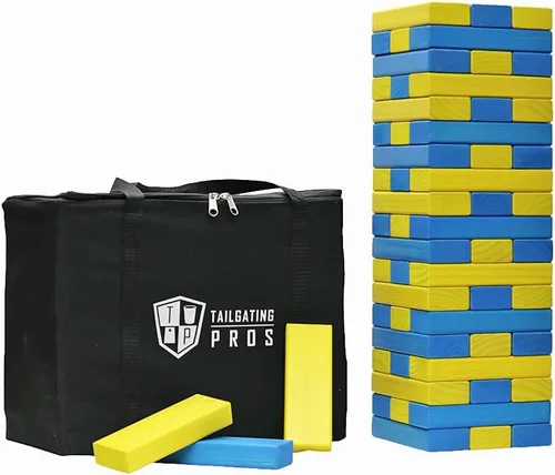 Miniatura 35 de Tailgating Pros Maderas Gigantes Premium que se Derrumban con Estuche de Transporte – ¡Elige los Colores de tu Equipo! Juego Gigante para Patio al