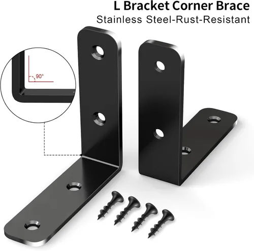 Miniatura 4 de YUMORE Soporte de Esquina en L, 6 Piezas, Junta de 65x65mm, Soportes de Ángulo Recto de 90 Grados, Acero Inoxidable Resistente para Estantes