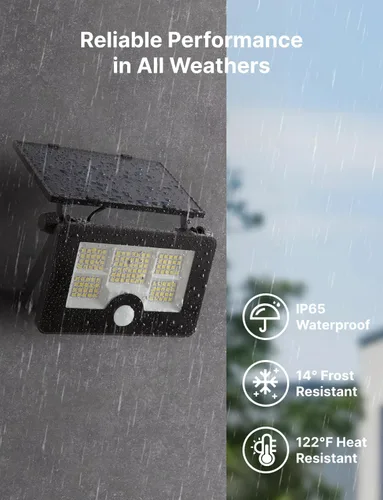 Miniatura 4 de Luz Solar de Inundación, 122 LEDs Luces Exteriores Brillantes con Sensor de Movimiento, Luz de Seguridad Solar de Anochecer a Amanecer para Patio