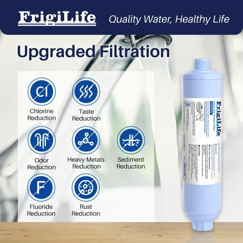 Miniatura 4 de Filtro de agua en línea RV con protector de manguera antitorceduras, certificado NSF/ANSI 42, filtración GAC y KDF, reduce el cloro y los olores