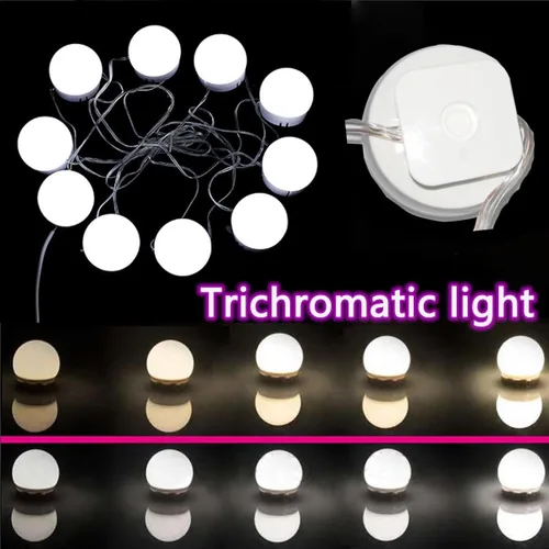 Miniatura 5 de Luces de espejo regulables, luces LED estilo Hollywood con 10 bombillas, luces de tocador alimentadas por USB para espejo, tocador, dormitorio