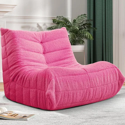 Miniatura 51 de Puf para adultos, silla puf grande, sillón con relleno de espuma viscoelástica para el hogar, apartamento o sala de juegos, gris afelpado Felpa gris