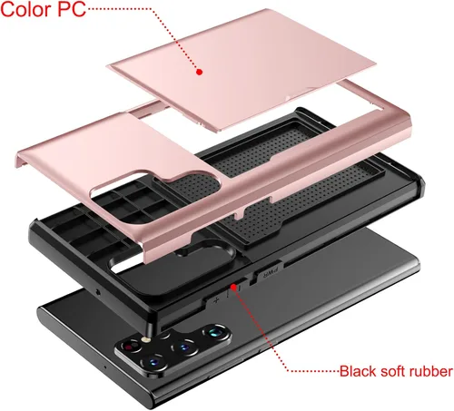 Miniatura 7 de Asuwish Funda de teléfono para Samsung Galaxy S22 Ultra 5G con protector de pantalla de vidrio templado y tarjetero para tarjeta de crédito, funda