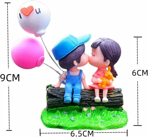 Miniatura 4 de Lindos adornos de pareja para salpicadero, decoraciones de coche de dibujos animados, acción para parejas, interior (1 par + globo 01)