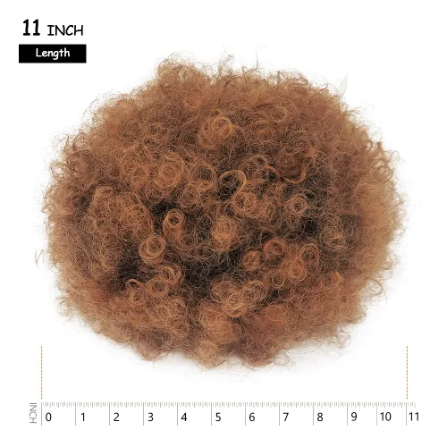 Miniatura 3 de Yinmei Baibian Extensiones de Cabello Sintéticas de Moño con Cordón Afro Rizado Crespo Degradado Marrón Tamaño Grande Peinado Recogido para Mujeres