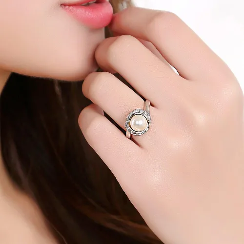 Miniatura 4 de Anillos de perlas de cóctel de moda para mujeres anillo de declaración de joyería de disfraz R103