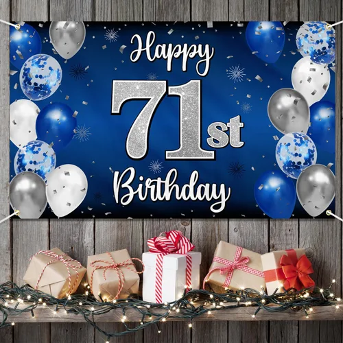 Miniatura 126 de Decoración de feliz cumpleaños 35, globo azul y plateado de 35 años, cartel grande de telón de fondo de cumpleaños, suministros para fiesta de 35th