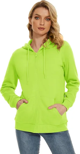 Miniatura 23 de TACVASEN Sudaderas con capucha y cremallera para mujer, ligera, de rizo francés, con cremallera completa y bolsillos