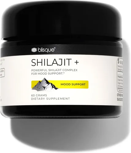Blisque - Suplemento natural de resina Shilajit orgánica del Himalaya | para apoyo del estado de ánimo | con mucuna pruriens orgánicos y albahaca