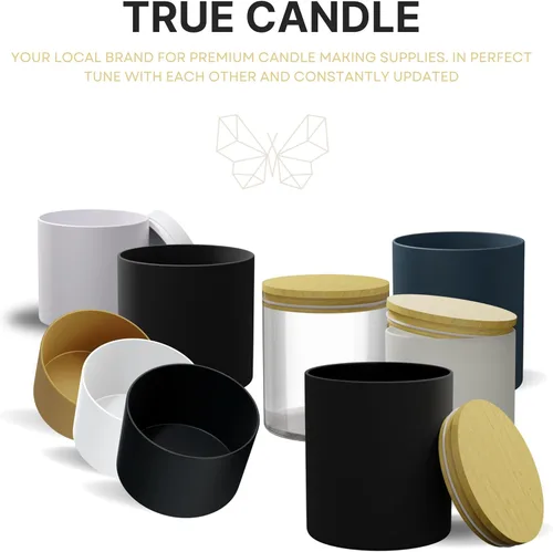 Miniatura 7 de True Candle Latas para hacer velas – Paquete de 24 recipientes de vela negros de 4 onzas a granel de 4 onzas – Latas vacías con tapas para velas