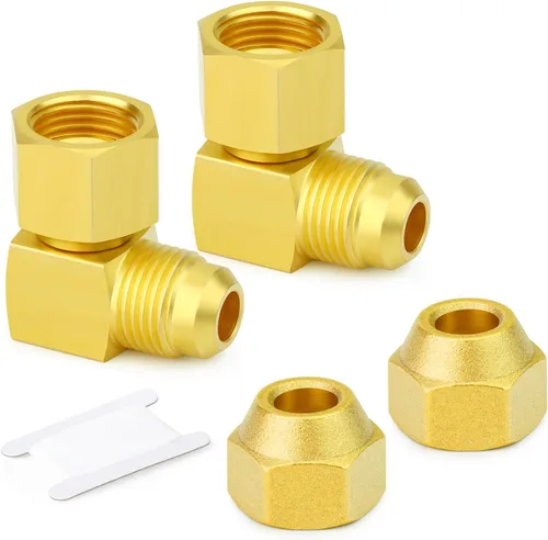 Miniatura 33 de GASHER Adaptador de codo de montaje de tubo de latón de 1/2 pulgada flare x 1/2 pulgada NPT macho Pipe