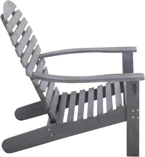 Miniatura 5 de Silla Adirondack de madera de acacia maciza, gris, 27.2 pulgadas de ancho x 35.0 pulgadas de alto, acabado desgastado, para asientos al aire libre