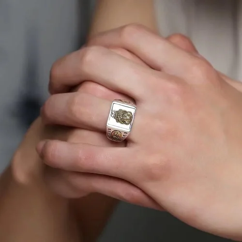 Miniatura 8 de JUNTEN Anillo de plata de ley 925 Feng Shui PIXIU para hombre, ajustable, abierto