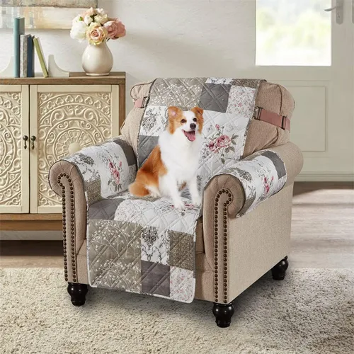 Miniatura 40 de Brilliant Sunshine Funda acolchada para silla con diseño de retazos de corazón de amor burdeos, 23 pulgadas de ancho de asiento, protector