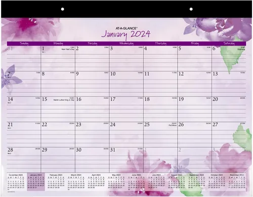 AT-A-GLANCE Calendario de escritorio 2024, almohadilla de escritorio mensual, 21-3/4 x 17 pulgadas, estándar, hermoso día (SK38-704-24)