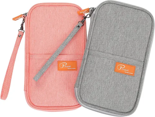 Miniatura 38 de VanFn Cartera RFID para pasaporte de viaje, soporte para pasaporte familiar, organizador de documentos de viaje serie P.Travel (nailon, gris)