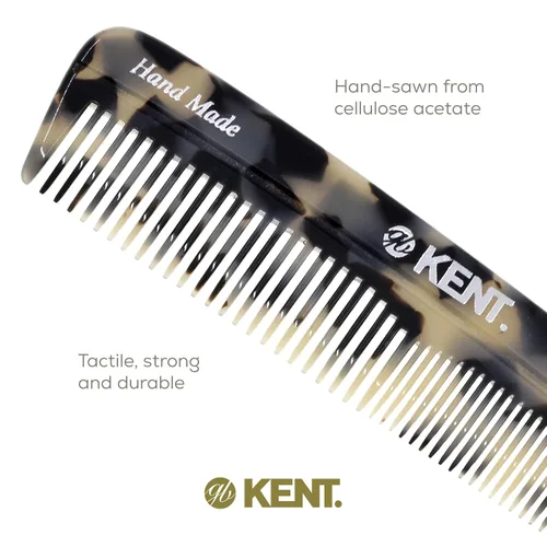 Miniatura 5 de Kent R7T TW Peine de bolsillo hecho a mano para hombres, peine de dientes finos y anchos, peines para barba y bigote para el aseo y peinado diario