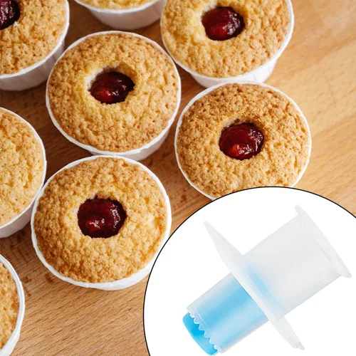 Miniatura 4 de 4 piezas de cortador de émbolo de plástico para cupcakes de 2.323 x 2.441 in, herramientas de cocina, mini descorazonador de cupcakes, herramientas