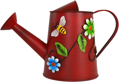 Miniatura 9 de Regadera decorativa de metal con girasol y abeja (vol: 4 tazas) Regadera azul pequeña Decoración de jardín Regalo de inauguración de la casa