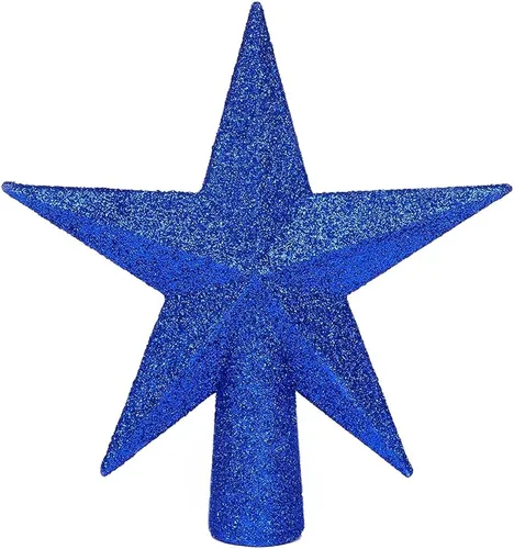 Miniatura 24 de YYCRAFT Adorno de Estrella con Purpurina para la Punta del Árbol Decoración Navideña - 6 Pulgadas, Rojo