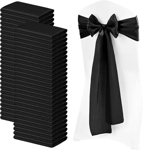 Miniatura 8 de 72 bandas de satén para silla, color azul bebé, lavables y reutilizables, fundas universales para silla, suministros para atar en la espalda