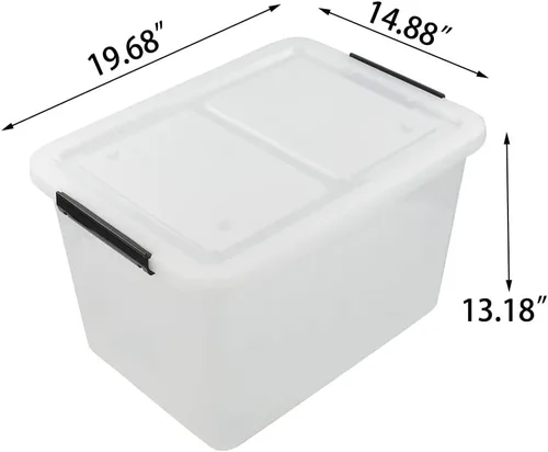 Miniatura 2 de Asking Paquete de 4 cajas de almacenamiento de plástico transparentes grandes de 50 L, contenedores de almacenamiento de plástico con ruedas