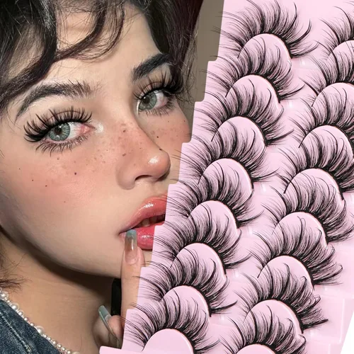 Miniatura 2 de Pestañas Postizas Esponjosas de Visón Sintético Pestañas Wispy de Hada Ojo de Gato Pestañas Puntiagudas en Tira Extensión Volumen Natural Pestañas