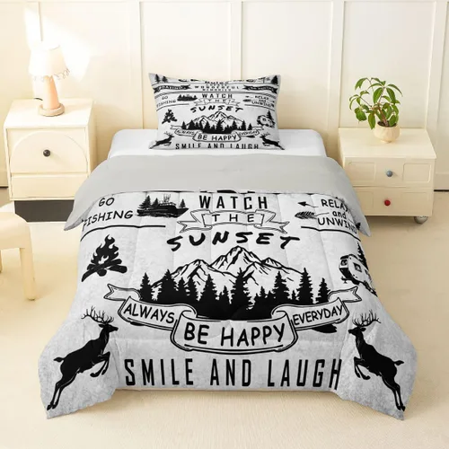 Miniatura 52 de Erosebridal Juego de edredón de pesca tamaño individual para hombres, juego de ropa de cama de peces de lubina para pescadores, niños de caza