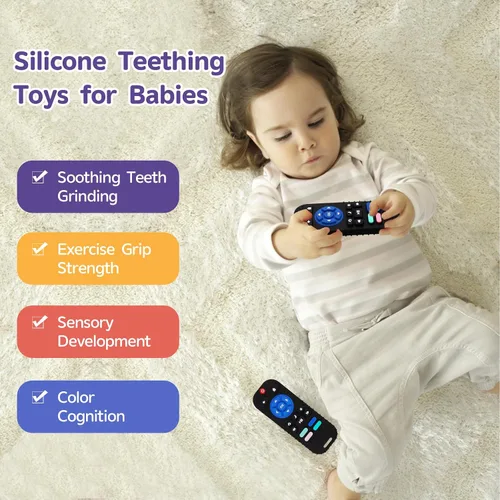 Miniatura 5 de Juguetes de dentición de silicona Hooku para bebés de 0 a 6 meses, mordedores para bebés de 6 a 12 meses, mordedor remoto para bebé, juguetes