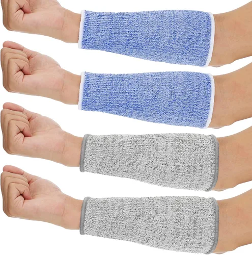 Neer 4 pares de mangas protectoras para brazos para piel delgada, anticortes, resistentes a quemaduras, funda para antebrazo para cocina y azul